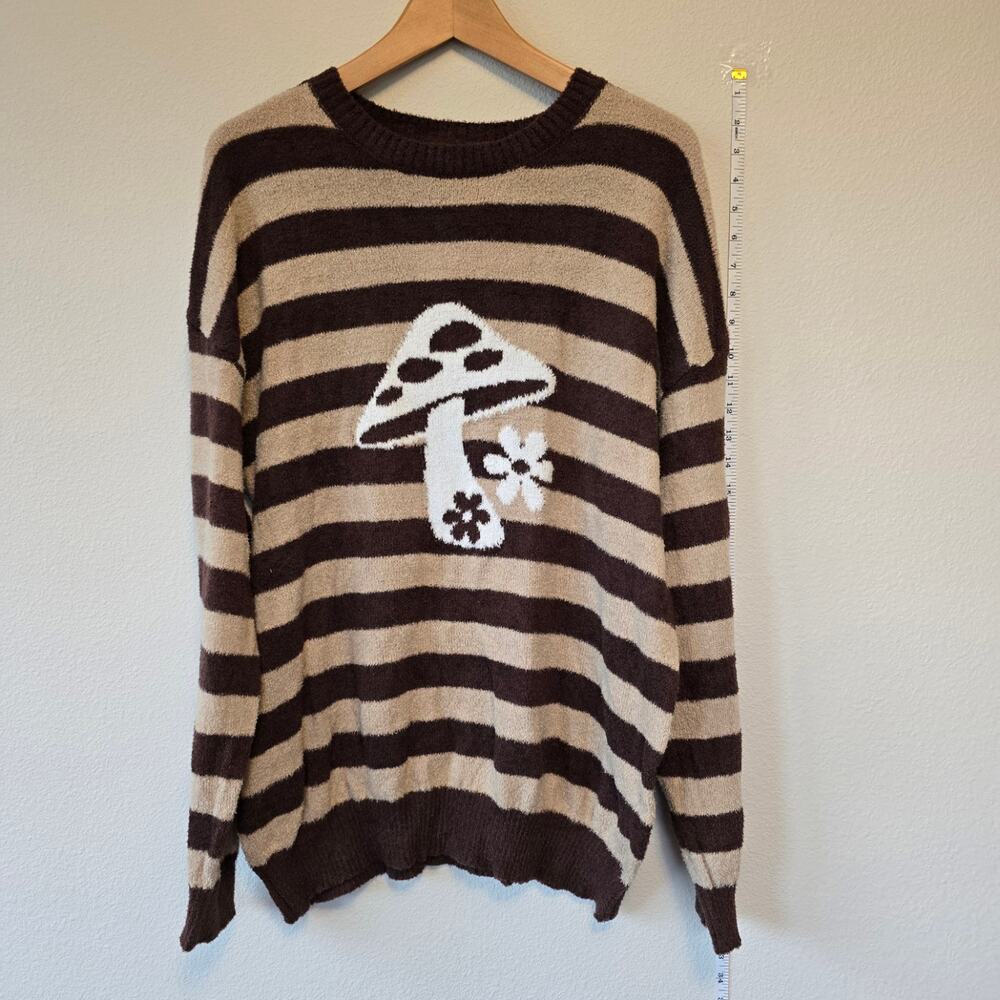 Stitch and Pine Coffee/Latte striped Mushroom Sweater